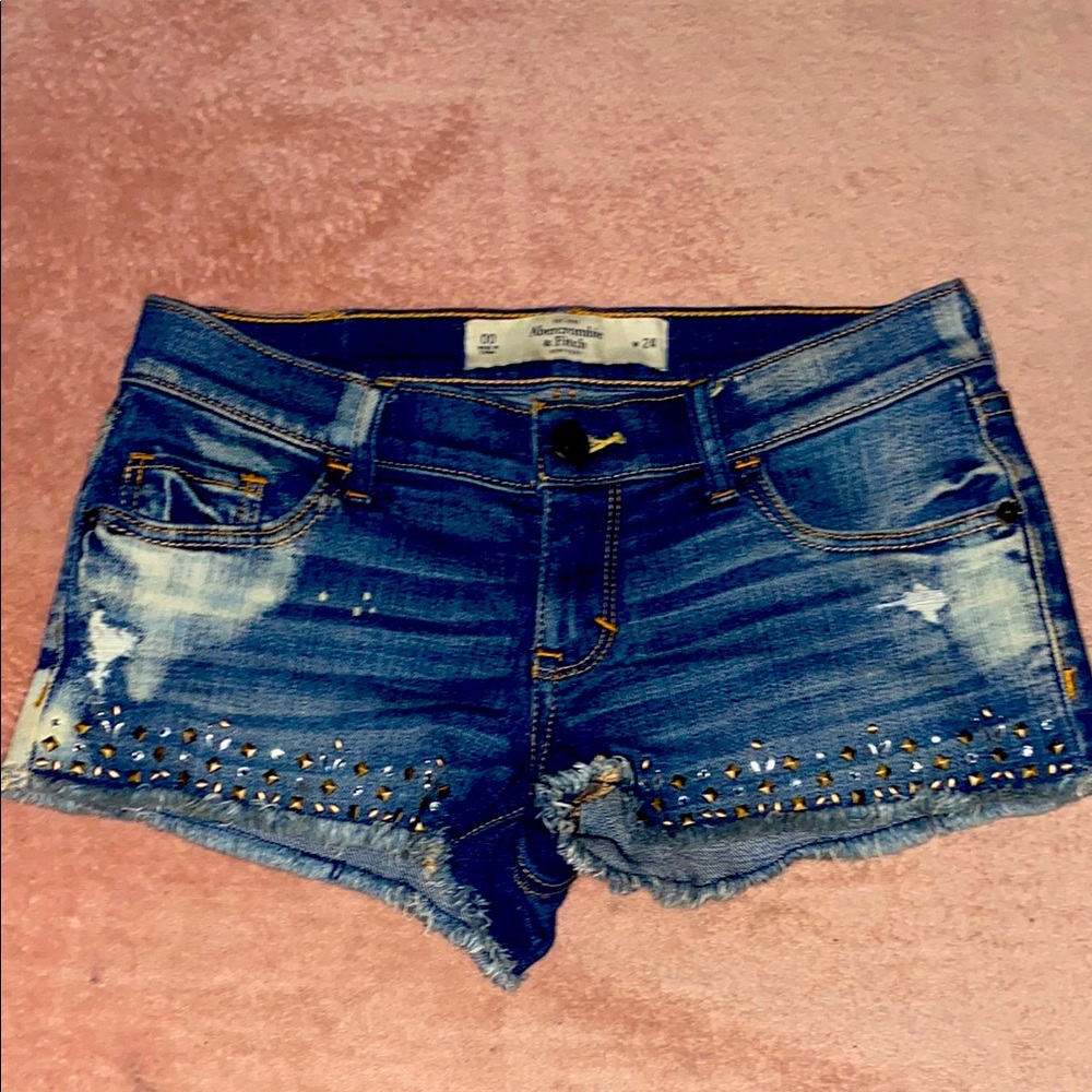 Y2K Abercrombie & Fitch Distressed studded Jean Shorts